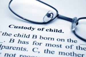 Custody of child document | Divorce Attorney in Miami, Florida | Law Firm of Jeffrey Alan Aenlle, PLLC Document titled Custody of Child with a pair of thin square glasses laying face down above the title